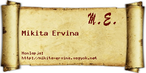 Mikita Ervina névjegykártya